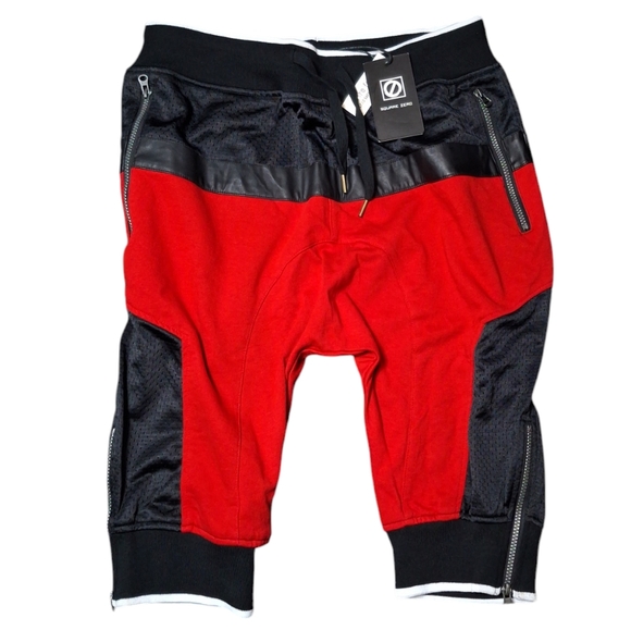 NWT Mens SQUARE ZERO Sz XL Short Pants Shorts Red and Black Jogger - Picture 1 of 5